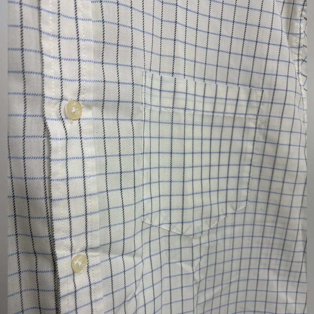Casual White and Blue Grid Men's Shirt - Picture 5 of 7